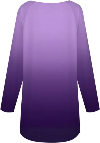 Vista 2 de Atuendos de otoño para mujer con estampado de cuello redondo, sin botones, manga larga, cómodas, elegantes, sudaderas para ocultar el vientre
