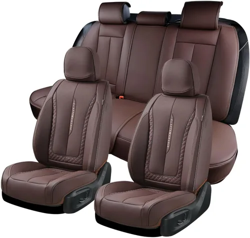 Vista 48 de Coverado - Fundas de asiento delantero de coche, fundas de asiento de cuero de lujo para automóviles, fundas de asiento de automóvil protectoras
