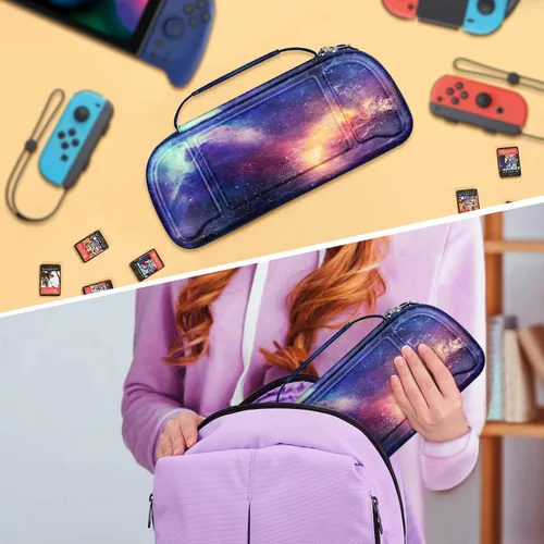 Vista 7 de Fintie Carrying Case for Hori Nintendo Switch Split Pad Pro Controller - Shockproof Protective Cover Travel Bag w30 Game Card Slots, Compatible with