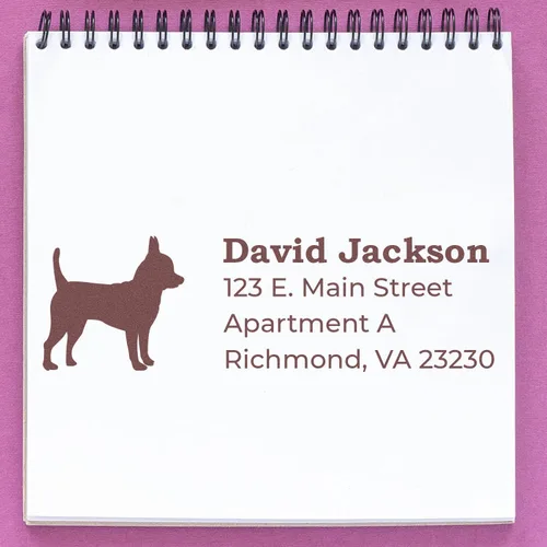Vista 209 de Airedale Terrier Address Stamp, Custom Airedale Terrier Hand Stamp for Dog Lovers, Duo Rubber Return Address for Pet Owners Montaje manual Duo