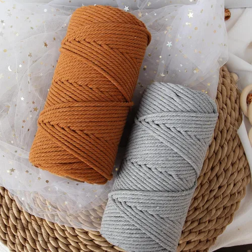 Vista 7 de Cordón de macramé de 0.079 pulgadas x 220 yardas, color caramelo, cuerda de macramé de algodón natural, 4 hebras trenzadas para colgar en la pared