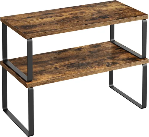 Vista 15 de SONGMICS Estante Organizador de Gabinete, Juego de 2 Estantes de Encimera de Cocina, Almacenamiento de Cocina, Estante de Especias, Apilable