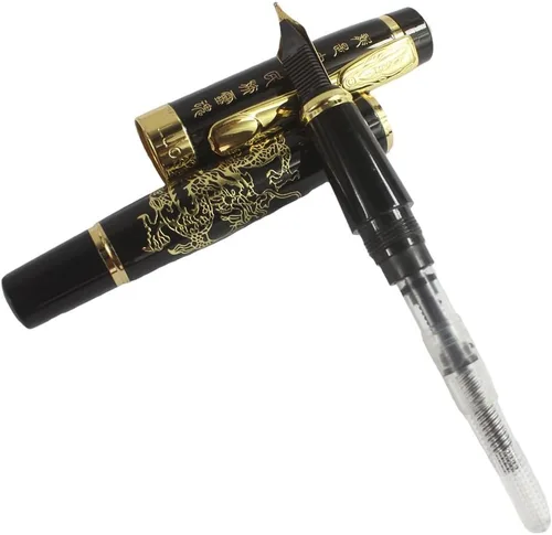 Vista 5 de Gullor 818 Fountian Pen con clip dorado - Negro