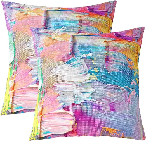 Vista 25 de Juego de 2 fundas de almohada rosas de 16 x 16 pulgadas, fundas de almohada suaves con flores florales de rosas para sala de estar, dormitorio