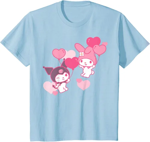 Vista 13 de Camiseta de My Melody y Kuromi con corazones del Día de San Valentín Negro