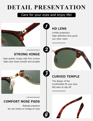 Vista 7 de AEVOGUE Polarized Sunglasses For Women And Men Semi Rimless Frame Retro Sun Glasses AE0369