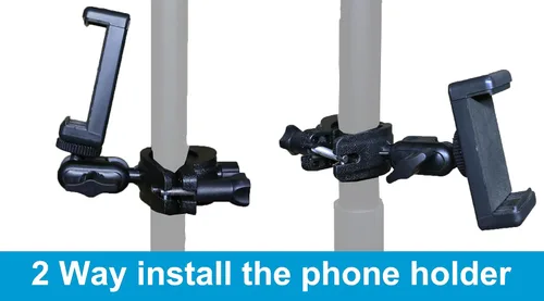 Vista 4 de Soporte de teléfono para micrófono Abrazadera de soporte para micrófono de música, soporte para teléfono inteligente, múltiples ángulos giratorios