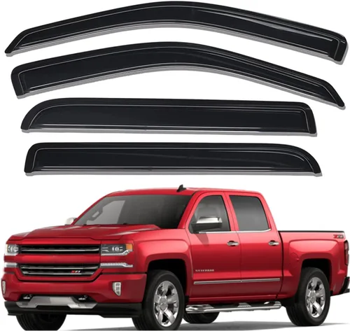 Vista 8 de Lightronic Visera de ventana de ventilación automática extra duradera en canal, compatible con Chevrolet Silverado 2014-2018 y GMC Sierra 1500