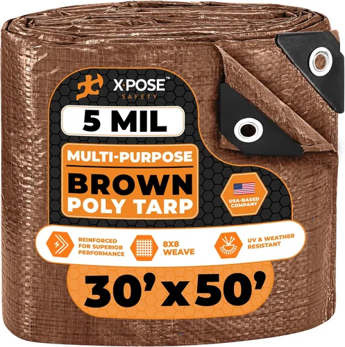 Vista 87 de Xpose Safety - Lona de polietileno ligera azul – Funda protectora multiusos, paño de goteo – duradero, impermeable, resistente a la intemperie