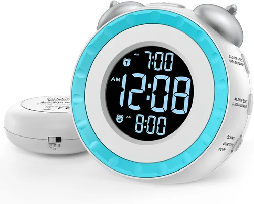 Vista 11 de uscce Reloj despertador fuerte dual con agitador de cama - Atenuador 0-100%, reloj despertador vibratorio para personas que duermen pesadas
