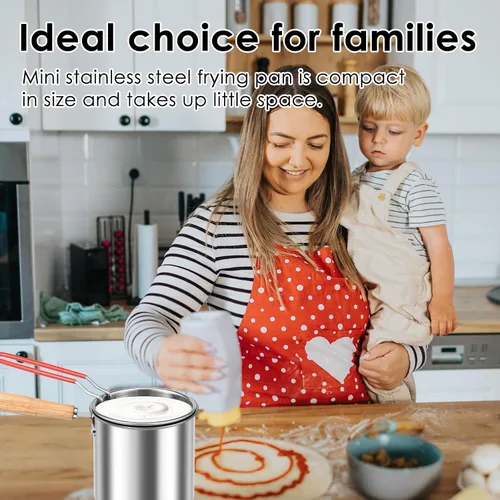 Vista 2 de Olla de freidora estadounidense con cesta coladora, olla profunda de acero inoxidable con tapa de asa, mini freidora de aceite portátil, contenedor