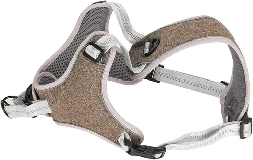 Vista 8 de Dog Vest Harness Adjustable Reflective Pet AntiLost Chest Harness for Large Medium Dogs Coffee Color Polyester Nylon One Size (S)