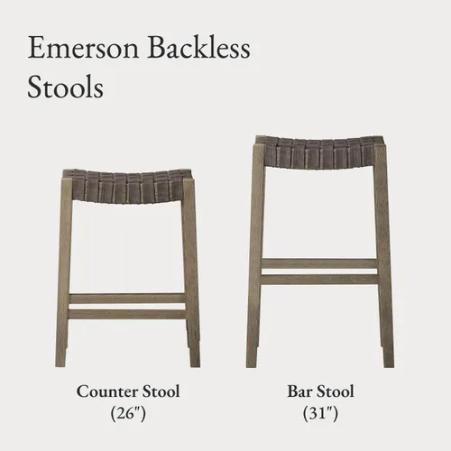 Vista 7 de Maven Lane Emerson Taburete de bar – 31 pulgadas – Taburete rectangular con reposapiés – Madera maciza gris y asiento de piel sintética gris – Ideal