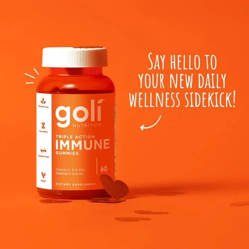 Vista 2 de Goli Gomitas de vitaminas inmunológicas, 60 unidades, saúco, vitamina C, D y zinc, veganas, sin OMG, sin gluten y sin gelatina, paquete de 1