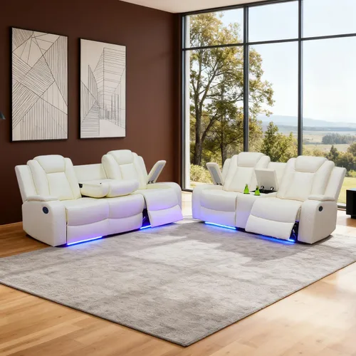 Vista 36 de Sofá reclinable individual eléctrico para muebles de sala de estar, silla reclinable de cuero con luces LED, puertos USB, almacenamiento oculto