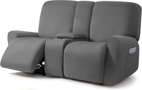 Vista 17 de ULTICOR Fundas para sofá reclinable de 8 piezas con diseño de jacquard cuadrado, fundas elásticas para sofá reclinable de 3 cojines, gruesas, suaves