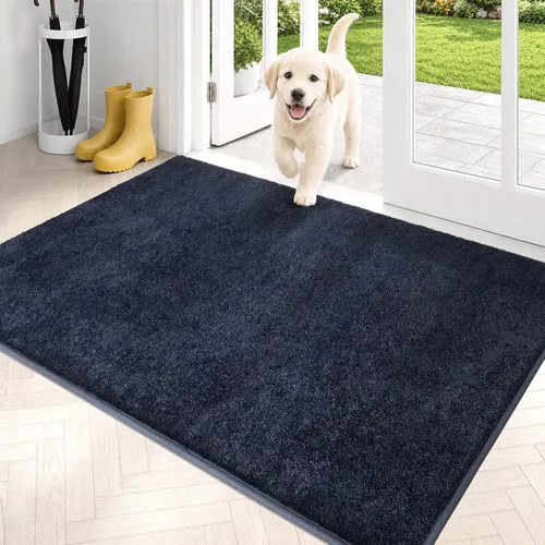 Vista 22 de PURRUGS Tapete para puerta con atrapamiento de suciedad, 20 x 31.5 pulgadas, antideslizante, lavable a máquina, tapete para puerta de perro, tapete