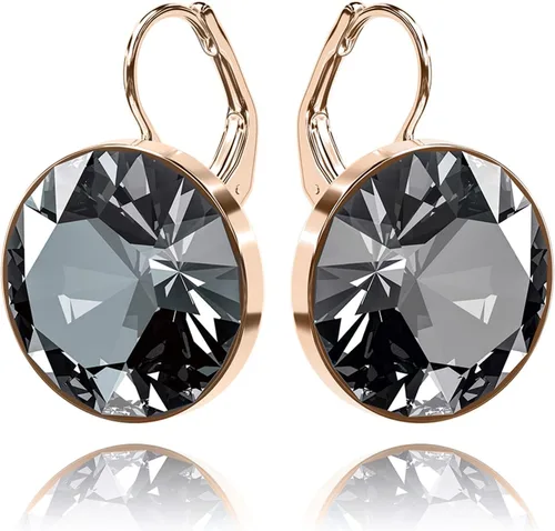 Vista 10 de Hermosos aretes solitarios para mujer - Adornos con cristales austriacos, cierre de palanca, perfectos para cualquier ocasión, regalos ideales