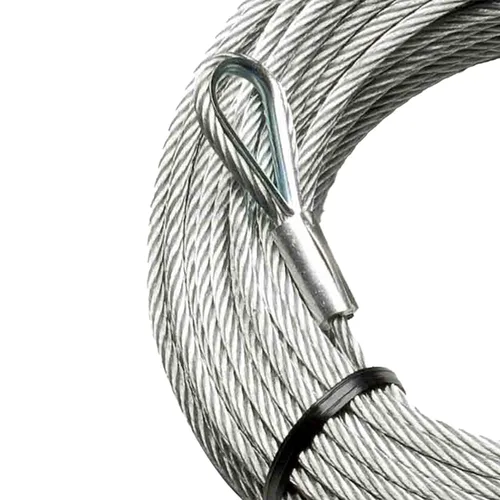 Vista 2 de Cable de amarre para aeronave de 7 x 19 pulgadas, cable de acero con bucles, cubierta, tirolesa, remolque, cable para colgar, 3/16 pulgadas x 130
