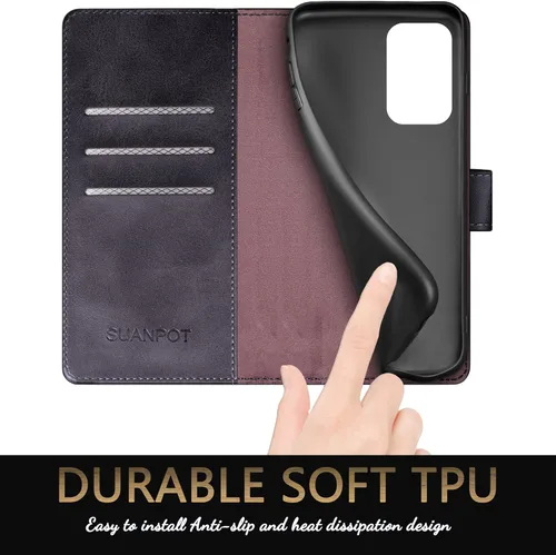 Vista 5 de SUANPOT Funda de cuero tipo cartera para Samsung Galaxy A53 5G con tarjetero RFID con tapa para teléfono con tapa folio libro a prueba de golpes