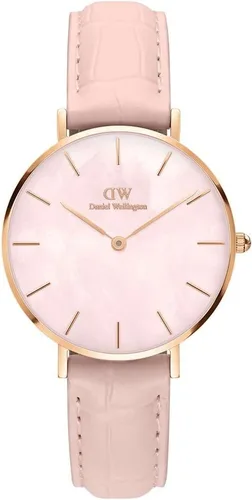 Vista 6 de Daniel Wellington Reloj Petite Rouge, correa de cuero rosa