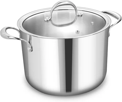 Vista 13 de KEAWELL K3 Premium - Cacerola de acero inoxidable de tres capas de 1.5 cuartos con tapa, seguro para inducción y horno hasta 600°F, calentamiento