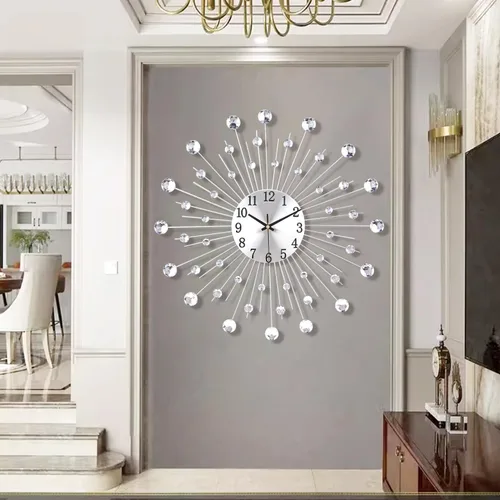 Vista 6 de Reloj de pared grande para sala de estar, relojes de pared modernos silenciosos que funcionan con batería, relojes decorativos sin tictac