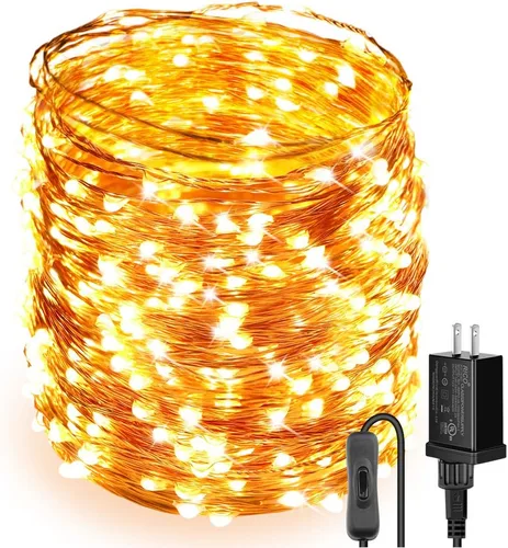 Vista 15 de Moobibear - Cadena de luces de hadas de 33 pies con 100 LED, impermeables, con enchufe y 8 modos de iluminación - Decoración para interiores
