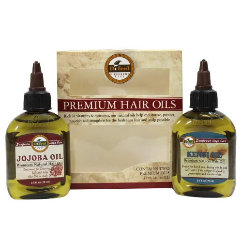 Vista 2 de Difeel Aceite natural prémium para el cabello, aceite de jojoba y aceite de Kendi, 2.5 onzas (juego de 2 piezas)