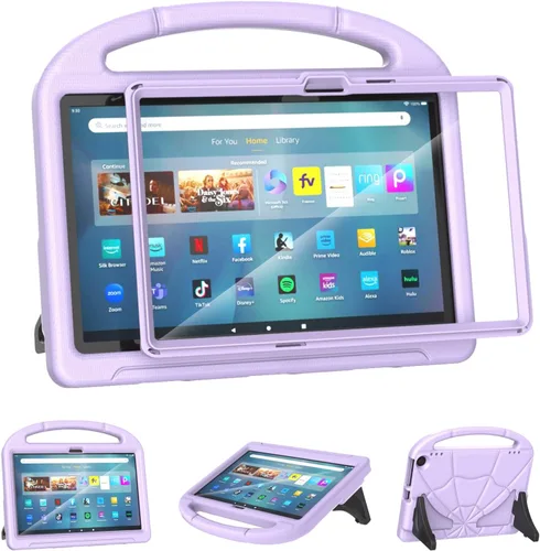 Vista 10 de Funda para tablet Amazon Fire Max 11 para niños (13ª generación, versión 2023), ligera, a prueba de golpes, con asa y soporte para tablet Kindle Azul