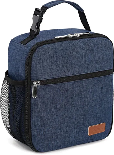 Vista 15 de Femuar Bolsa de almuerzo para hombres, mujeres y adultos, pequeña para oficina, trabajo, picnic, bolsa de almuerzo portátil reutilizable, color negro