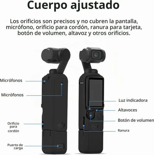 Vista 3 de Funda protectora de silicona para DJI Osmo Pocket 3 Funda de silicona Funda protectora Handheld Gimbal Action Camera Accesorios (negro)