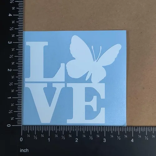 Vista 6 de Paquete de 4 calcomanías de mariposa: Infinito, corazón, amor, ala (tamaño pequeño, 3.5 pulgadas, blanco)