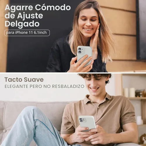 Vista 2 de Vooii Funda compatible con iPhone 11, silicona líquida mejorada con bordes planos, protección de cámara, forro de microfibra antiarañazos, funda