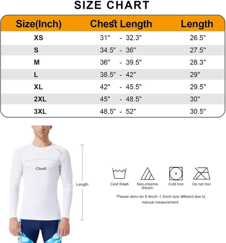 Vista 6 de SURFEASY Men's Rash Guard Swim Shirt Long & Short Sleeve, UPF 50+ Sun Protection Quick Dry Rashguard