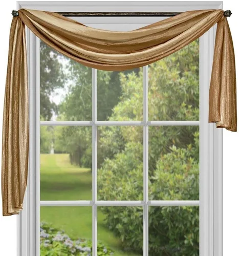Vista 23 de PowerSellerUSA Designer Home - Paneles de cortina semitransparentes a rayas multicolor (beige, bufanda de 50 x 144 pulgadas)