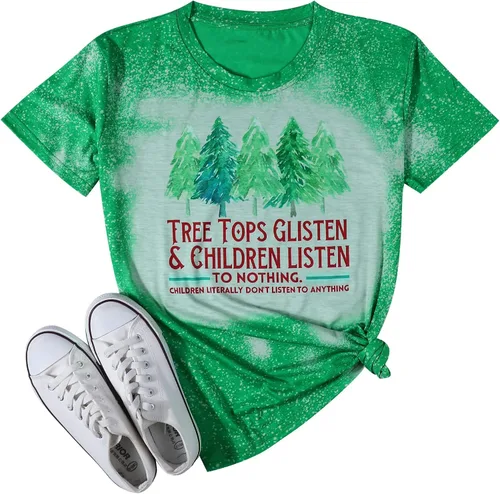 Vista 7 de Camisa de Navidad para profesora, camisetas de árbol para mujer, brillantes y brillantes, para niños, camiseta blanqueada, linda camiseta gráfica