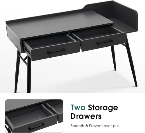 Vista 4 de ivinta Escritorio para computadora, mesa moderna de oficina en casa de 47 pulgadas con almacenamiento, escritorio para computadora portátil con 2