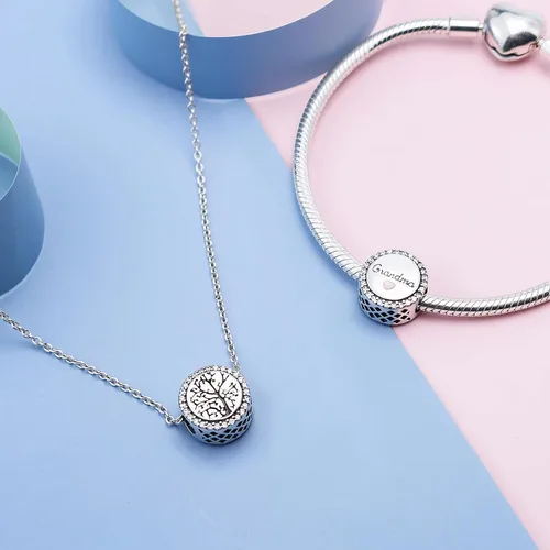 Vista 310 de LUXILLA Abalorio de plata de ley 925 para madre, hija, abuela, para familia, amor, madre, hija, abuela, para pulseras, collares, dijes, abalorios