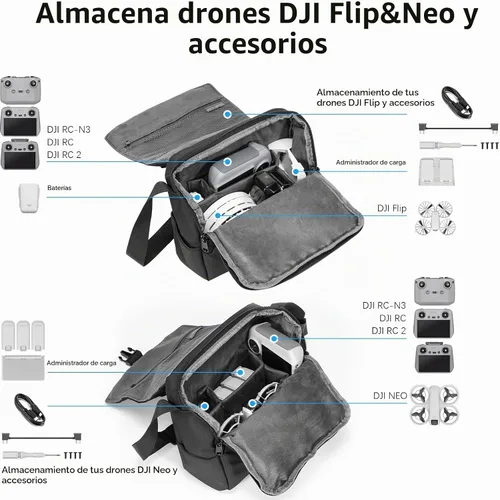 Vista 4 de FPVtosky Bolsa de hombro para DJI Lito X1/NEO 2/Mini 5 Pro/4/3 Pro/Mini 4k Fly More Combo, bolsa de transporte de viaje para DJI NEO/funda abatible