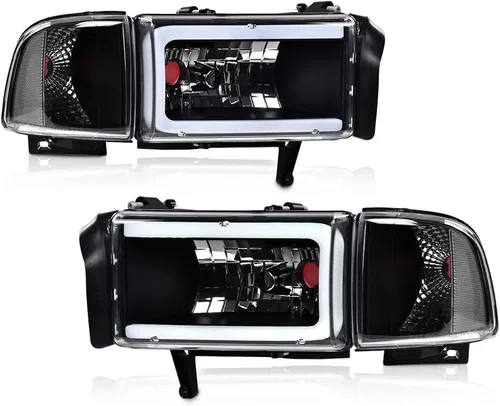 Vista 19 de G-PLUS - Par de faros delanteros led para circulación diurna, lente transparente, carcasa negra, reflector ámbar
