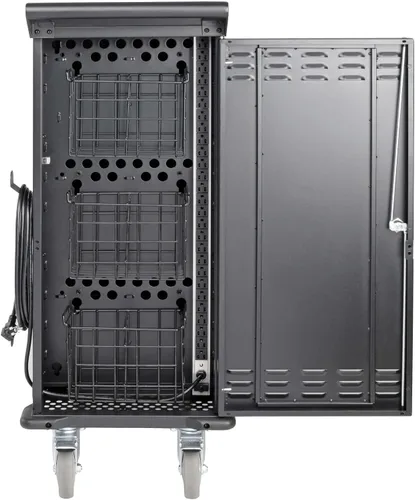 Vista 6 de Tripp Lite Estación de almacenamiento de carrito de carga móvil de CA de 21 puertos para Chromebooks, iPads, portátiles, tabletas, negro (CSC21AC)