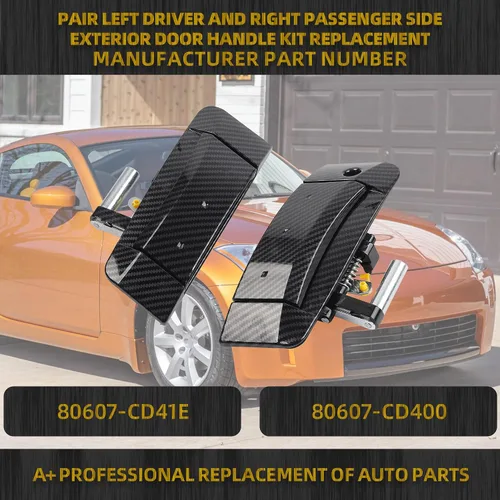 Vista 2 de Dasbecan 1 par de manijas de puerta exterior para el lado izquierdo del conductor y del lado derecho del pasajero, compatible con Nissan 350Z Fibra