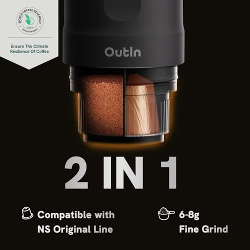Vista 3 de OutIn Nano Máquina de café espresso eléctrica portátil con vaso de viaje