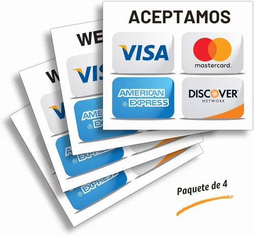 Vista 8 de iSYFIX Calcomanías adhesivas para tarjetas de crédito, 4 unidades de 7 x 6 pulgadas, aceptamos Visa, MasterCard, Amex & Discover, vinilo