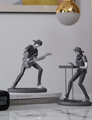 Vista 10 de HAUCOZE Estatua de músico, estatua musical, regalo, decoración del hogar, centro de mesa, escultura para piano estudio, dormitorio, poliresina, 8.5