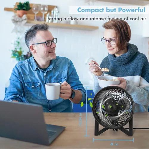 Vista 2 de DR.PREPARE Ventilador de escritorio, ventilador de mesa potente de 20 cm, ventilador pequeño y silencioso de mesita de noche con 2 velocidades