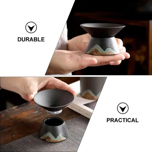 Vista 7 de ULTNICE Accesorio de filtro de té de cerámica con colador de malla fina para el hogar y la habitación, diseño compacto de 3 x 3 x 1.77 pulgadas