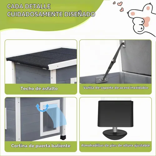 Vista 6 de Agitree - Casa de madera para mascotas para exteriores, refugio de invierno resistente a la intemperie para gatos pequeños y pequeños, diseño