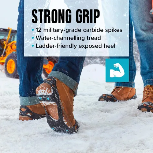 Vista 3 de Due North Tacos de hielo multiusos para zapatos y botas, picos de tracción para hombres y mujeres que trabajan en hielo y nieve